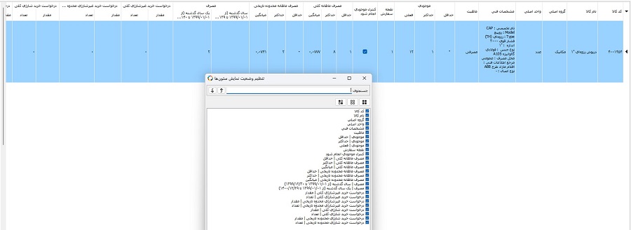 گزارش کنترل موجودی در سیستم